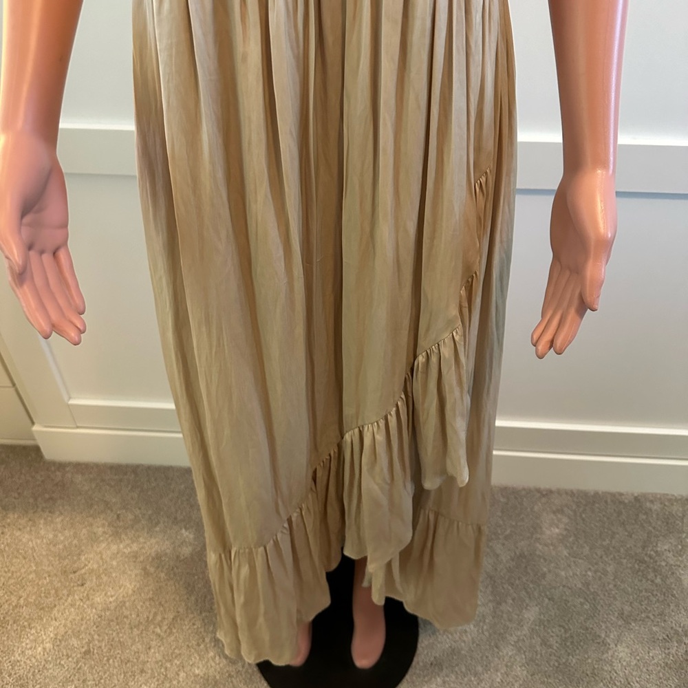 NWT Ramy Brook Beige Ruffled Maxi Dress - Picture 3 of 14